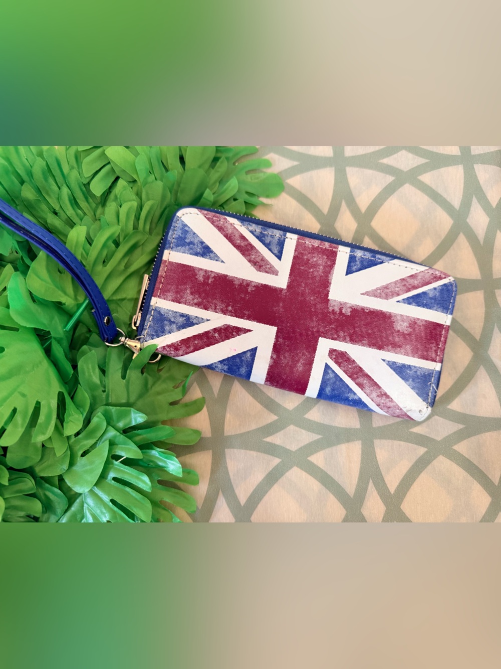 4/$25 • Ardene Distressed Union Jack Wristlet Wallet